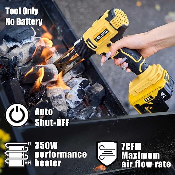Cordless Heat Gun 20v Max for DeWALT Battery,Cordless Hot Air Gun with LCD Digital Display,2-Temp Setting Max 1022°F,for Shrink Wrapping, Tube Bending(Tool Only, NO Battery)