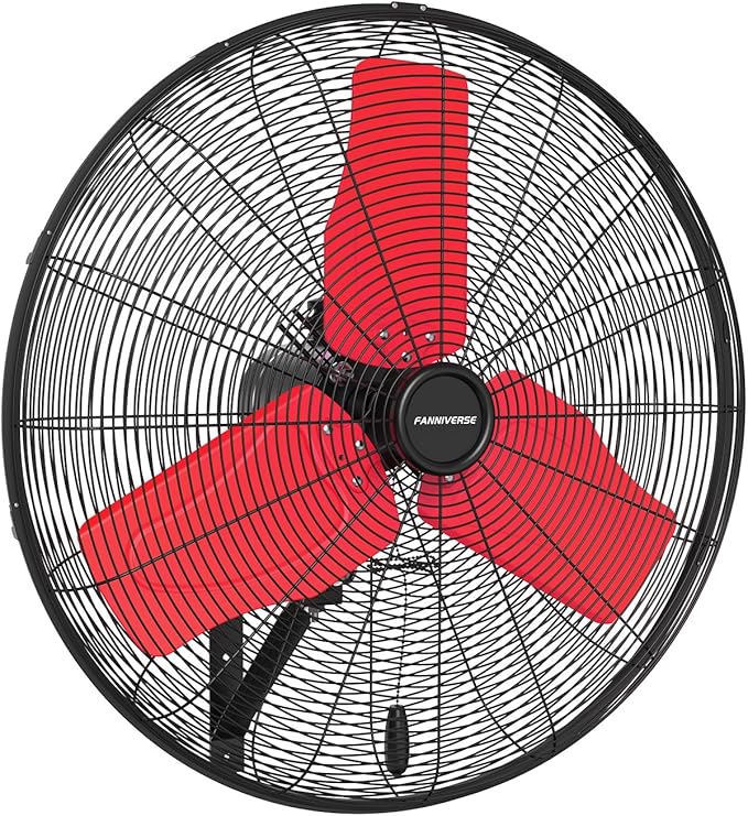 24 Inch Outdoor Waterproof Wall Mount Fan, 9500 CFM Heavy Duty Oscillating Commercial Metal Fan with Totally Enclosed Motor & GFCI Plug for Patio, Barn & Garage (UL Listed)