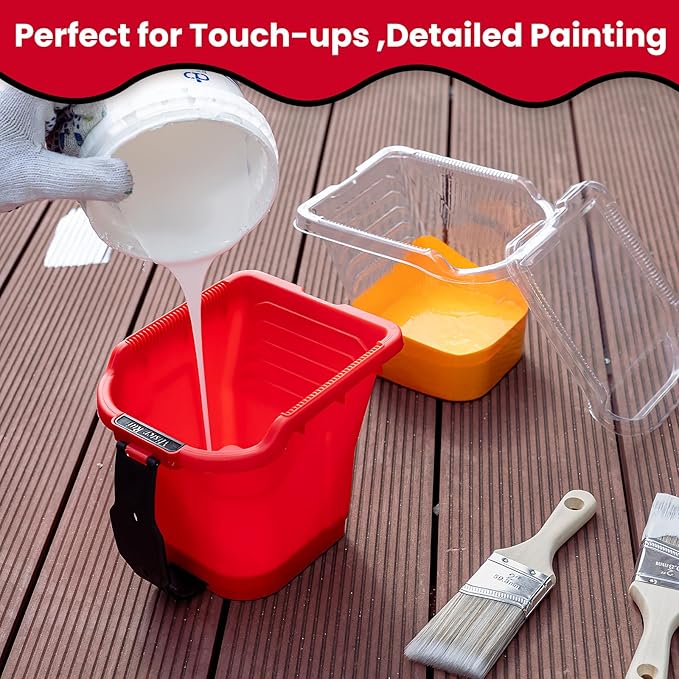 Mister Rui 4" Paint Bucket Hand Held, 8 Pack, Paint Cups, Paint Pail Liner with Lid, for Touch-ups, Crafts, and Coating Projects