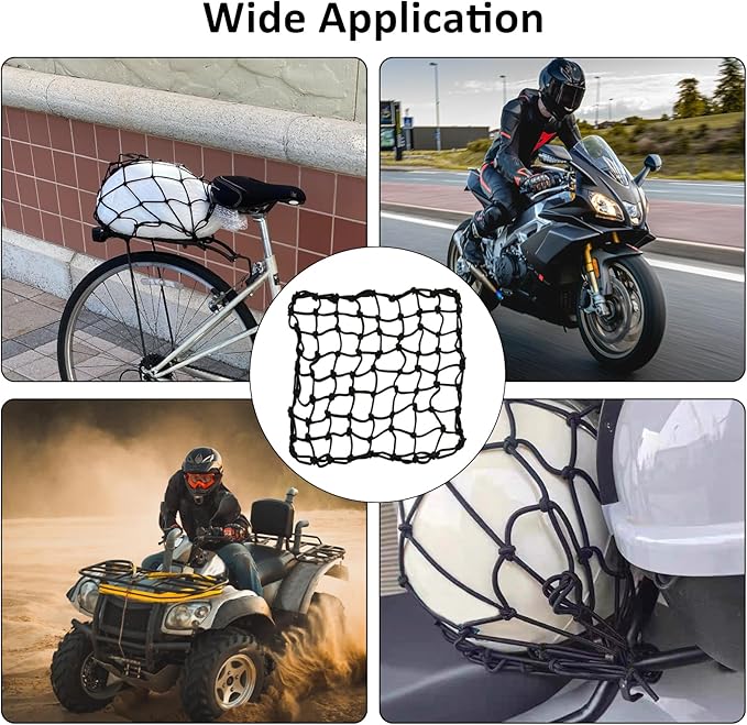 2 Pack Motorcycle Cargo Net, Heavy Duty Bungee Net for Helmet, Small Elastic Mesh, Luggage Cargo Nets with Adjustable Hooks, Elastic Cargo Mesh for Motorbike, ATV