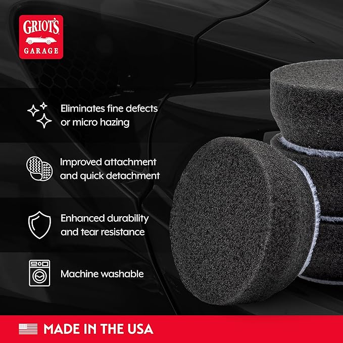 Griot's Garage BOSS 1” Finishing Foam Pads for Car Polishing and Detailing, Buffing Pads for Light Scratch Removal, Auto Wax, and Sealant Application, Set of 6