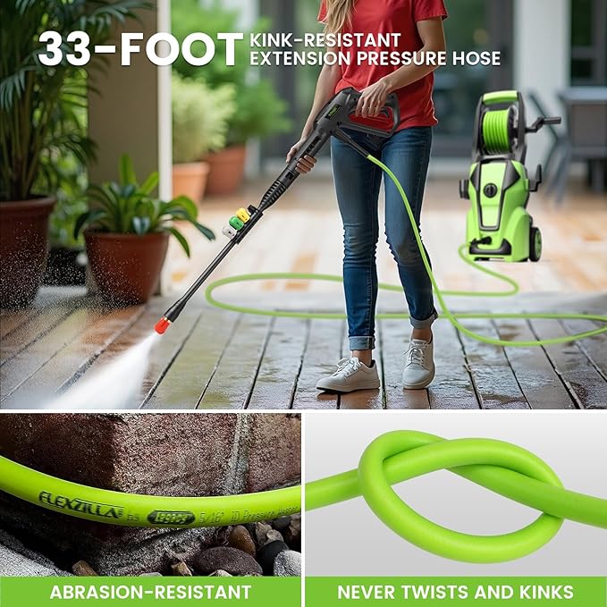 Pressure Washer 5000PSI Adjustable Pressure Power Washers with 33ft Hose, 4 Nozzle and Foam Cannon, Powerwashers Cleaner Machine for Home, Cars, Mint Green