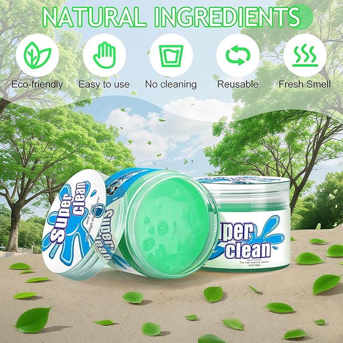 Car Cleaning Gel Car Cleaning Putty Car Putty Car Interior Cleaner Car Slime Car Detailing Kit Car Accessories Gifts for Men Women Stocking Stuffers Green
