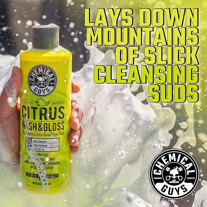 Chemical Guys CWS_101BK Car Wash Detailing Bucket, Mitt & Accessories Bundle (6 Items) Featuring Maxi-Suds II Foaming Car Wash Soap, 128 oz (1 Gal), Cherry Scent - Works on Cars, Trucks, SUVs, & More