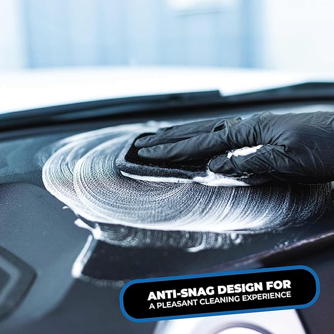 The Rag Company - Interior Scrubber - Soft Microfiber Pad Safe for All Automotive Interior Surfaces; Deep Cleaning with Scratchless and Streak-Free Finish - 4 Pk