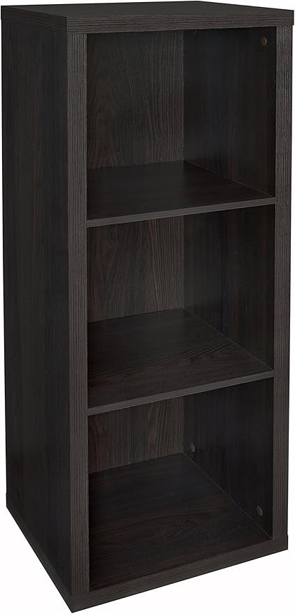 ClosetMaid 3 Cube Storage Shelf Organizer Bookshelf with Back Panel, Easy Assembly, Wood, Black Walnut