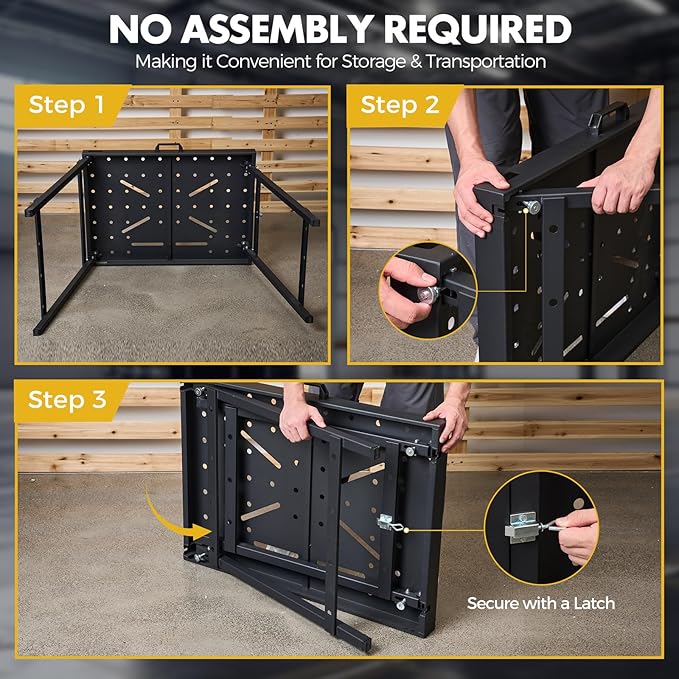 OLBRUS Welding Table Foldable Work Bench, Folding Workbench,1000LBS Capacity Heavy-Duty Welding Workbench with Fixture Holes, Foldable Steel Work Bench for Welding, Assembly & Repair
