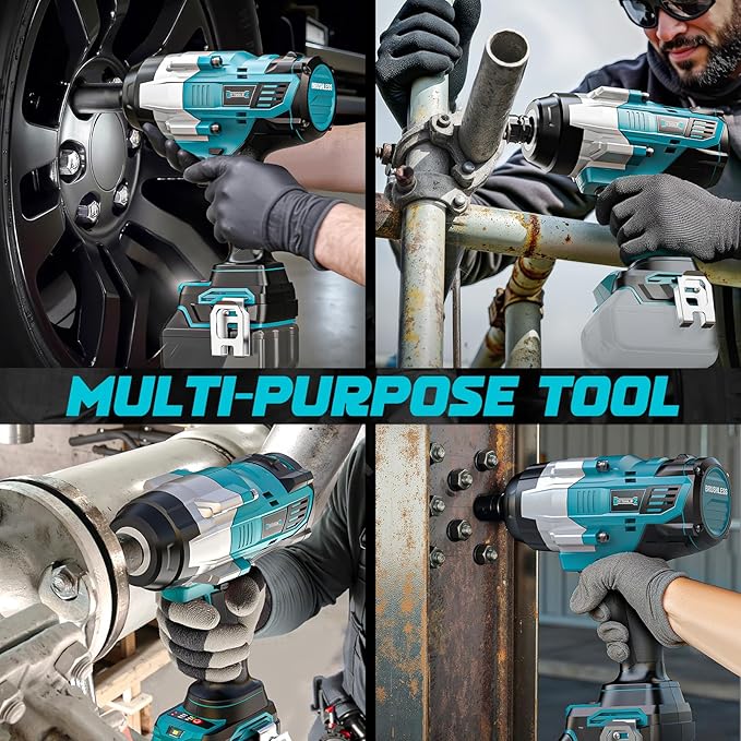 DIYtoolifz Cordless Impact Wrench 1/2" Compatible with Makita 18V Battery, 1700 Ft-lbs High Torque Impact Driver, Electric Impact Gun with 4 Speed Modes & LED Light for Car, Truck, Mower(Bare Tool)