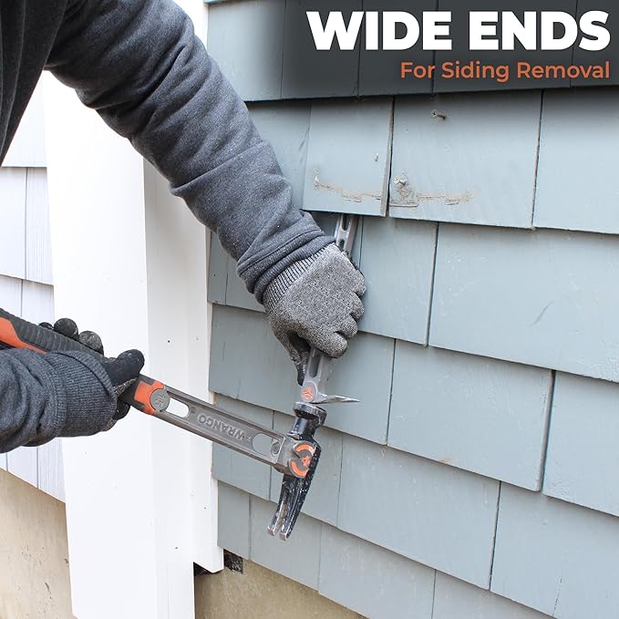 Wrango Tools - 9.5" Titanium Molding Bar - Trim and Siding Removal - Double-Wide Ends - 45% Lighter Than Steel - Side Nail Puller - Professional Grade & Lifetime Warranty - 5% Donated To Help Farmers