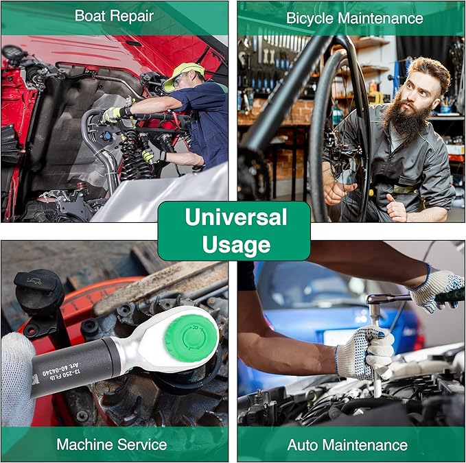 1/2-Inch Drive Click Torque Wrench, 22-150 Ft.lb/29.8-203.4 Nm Dual-direction Torque Wrench with ±3% High Precision, Dual Range Scales, Quick Release Reversible Head for Motorcycle, Car