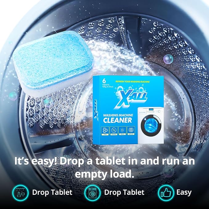 X-ALL Washing Machine Cleaner – Deep Cleaning Tablets, Cleans and refreshes the interior, Limescale and Mineral-Buildup – Deep Cleans Dirt for HE, Front Load & Top Load Washers