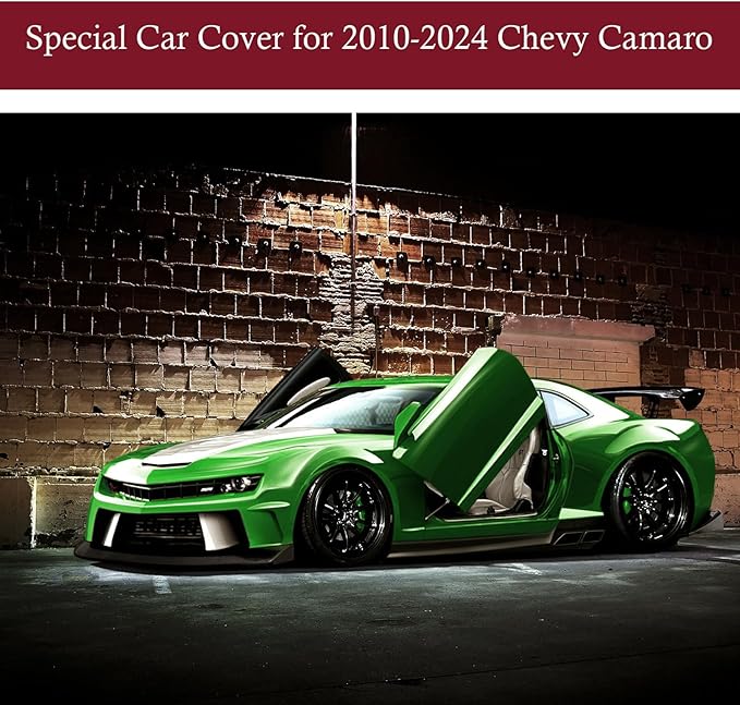 Indoor Car Cover Compatible with Chevrolet Chevy Camaro（2010-2024） Custom-fit Breathable Dust-Proof Stretch Car Cover for Underground Garage, Car Show （Black+Red）