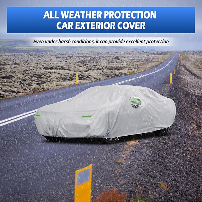 Car Cover Custom Fit for Dodge Challenger 2008-2026, Migaven Waterproof Full Exterior Cover Sun Rain Protection with Door Zipper and Cotton Lining