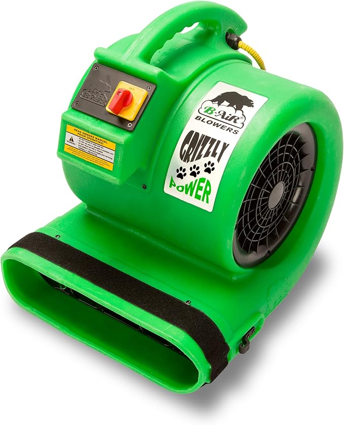 B-Air Grizzly Gp-1 1 HP Air Grizzly Mover Carpet Dryer Floor Fan for Water Damage Restoration Equipment & Pet Cage Dryer Green