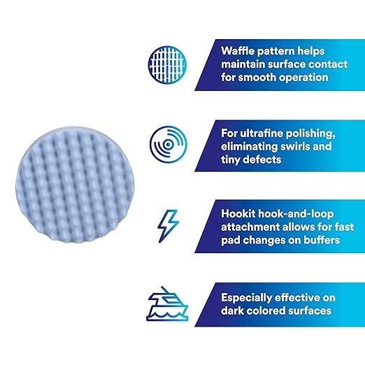3M 05733 Perfect It Ultrafine Polishing Pad, 8 inch, Blue (Pack of 6)
