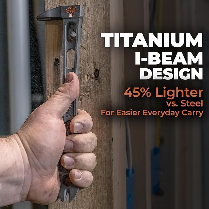 Wrango Tools 9.5" Titanium Nail Puller Cats Paw Pry Bar - 45% Lighter Than Steel - Side Nail Puller - 13mm Bolt Remover - Professional Contractor Grade - 5% Donated To Help Farmers