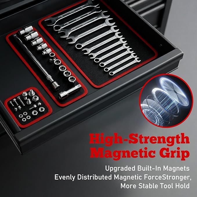 Qidejoy 3Pcs Magnetic Tool Mat & Tray, Flexible PVC & Non-Slip Tool Holder, 40LB Magnetic Parts Pad – Tools for Mechanics, Garage, Workshop & Auto Repair, Toolbox Organization, Holds Screws