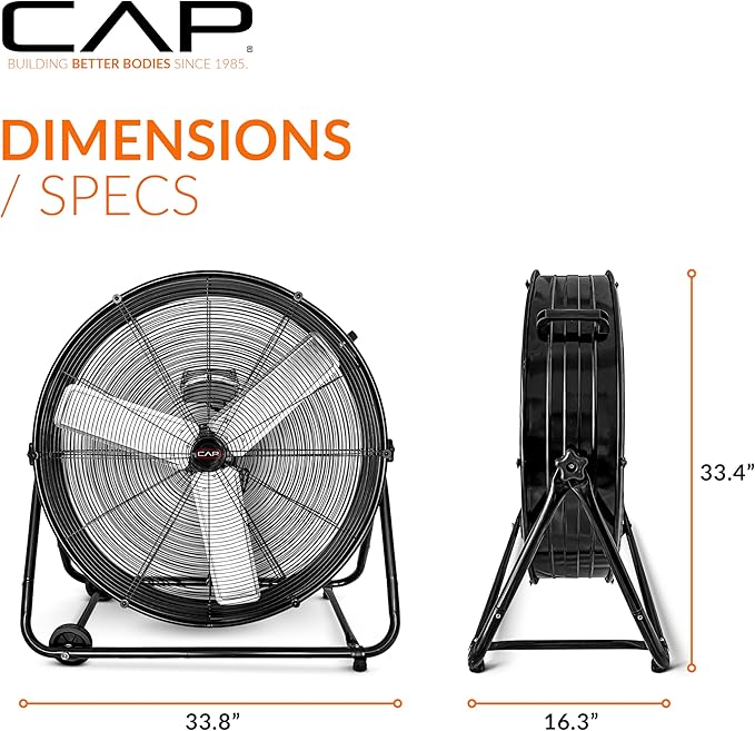 CAP Barbell 30'' High Velocity Heavy Duty Floor Fan – Ultimate Cooling Power for Gyms & Homes