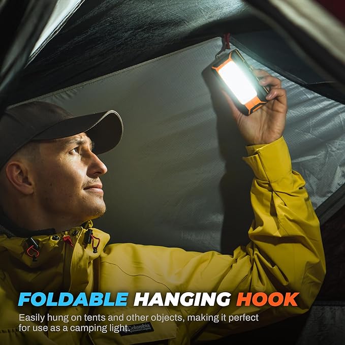 innofox 2-Pack LED Rechargeable Magnetic Work Light 1500 Lumens, Hanging Hook with 3 Modes, LED Work Light for Car Repair, Camping, and Hurricane Use