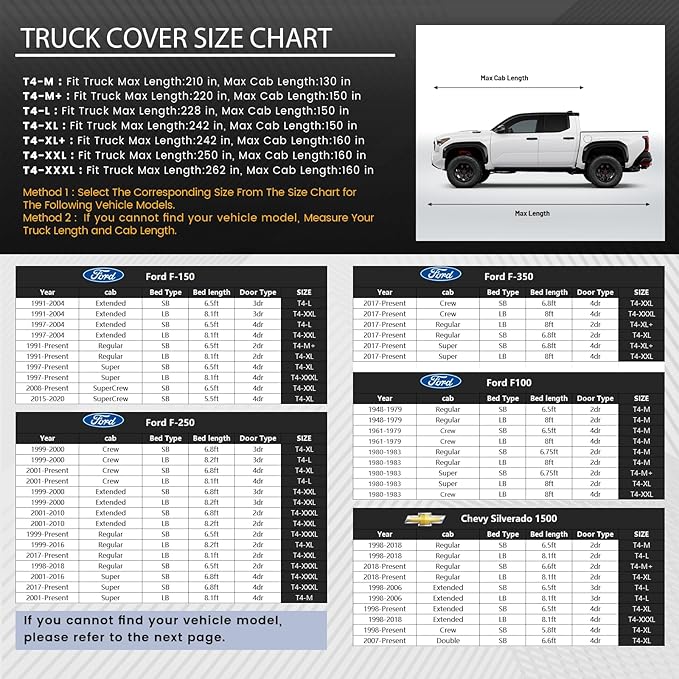 2026 Upgrade Truck Cover Waterproof All Weater, Heavy Duty Outdoor Pickup Truck Cover for Tacoma, Tundra, Titan, F-150, RAM 1500, Silverado 1500, Sierra 1500 etc. Length up to 228 inches.