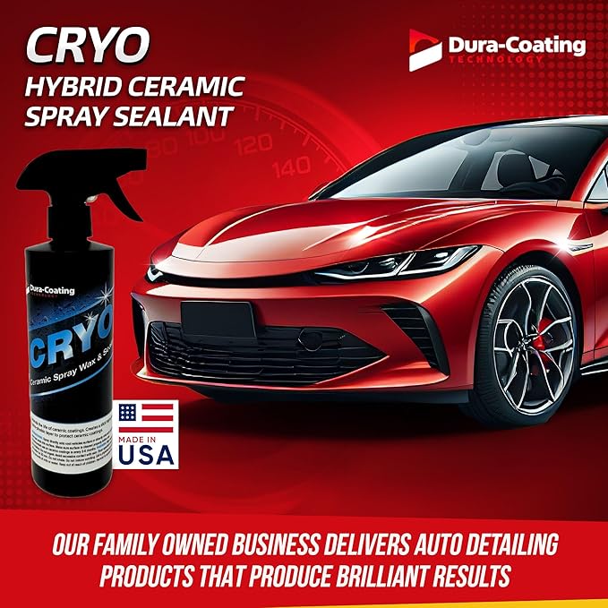 DURA-COATING TECHNOLOGY, CRYO Hybrid Ceramic Spray Sealant - Ceramic Spray Sealant & Detailer for Smooth & Streak-Less Finish - 16 oz Bottle of Hybrid Polymer Ceramic Spray Sealant & Plush Towel