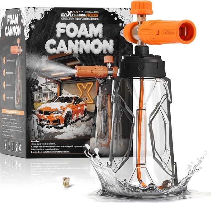 maXpeedingrods Foam Cannon for Pressure Washer, Wide Mouth Quick Release Car Wash Foam Gun with Adjustable Soap Cannon, Thick Snow Foam Lance for Car Wash, 1/4'' Quick Connector, with 2 Orifice Nozzle