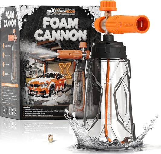 maXpeedingrods Foam Cannon for Pressure Washer, Wide Mouth Quick Release Car Wash Foam Gun with Adjustable Soap Cannon, Thick Snow Foam Lance for Car Wash, 1/4'' Quick Connector, with 2 Orifice Nozzle