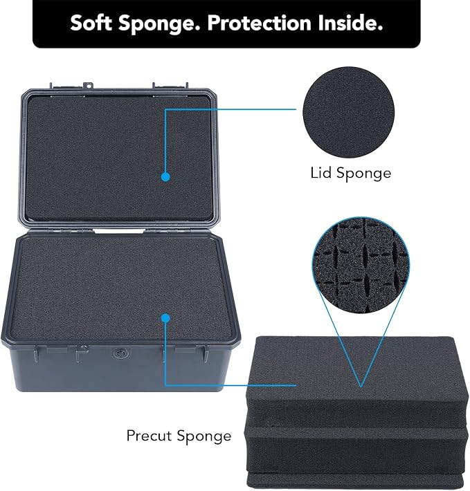 Lykus HC-2130 Mini Hard Case Dry Box with Foam Insert, Interior Size 8.3x5.9x3.7 in, IP66 Splash-Proof, Suitable for Cellphones, Tools, Small Devices and More