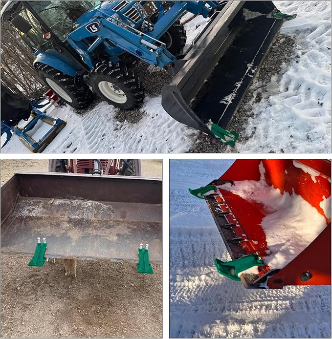 Tractor Bucket Protector, EBESTTECH 2 PCS Bucket Edge Anti-Skid Device Ski Edge Protector Double Hexagon Lock Nuts and Bolts,for Snow Leaves Removal Spreading Gravel,Green