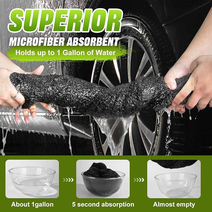 TTRCB Car Wash Kit, Car Cleaning Kit, 2PCS Car Drying Towel (36" x 24"), Car Wash Mitt, Microfiber Towels for Cars, Ultra-Absorbent, Streak Free, Car Detailing Accessories Supplies for SUV, RV, Trucks