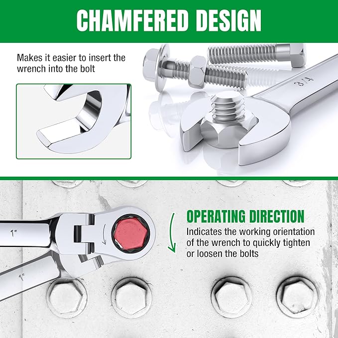 SK Flex-Head Ratcheting Wrench Set, Combination Wrench Set, 25-Piece, SAE 1/4" to 1", Metric 8 to 19mm, 72-Tooth, Premium CR-V Construction, with Rack Organizer