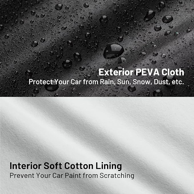 Favoto 6-Layers SUV Car Cover - Waterproof All Weather for Automobiles, Heavy Duty Outdoor Dust Rain Sun Protection Snowproof Car Tarp 4 Windproof Straps, Universal Fit for SUV (170-181 inch)