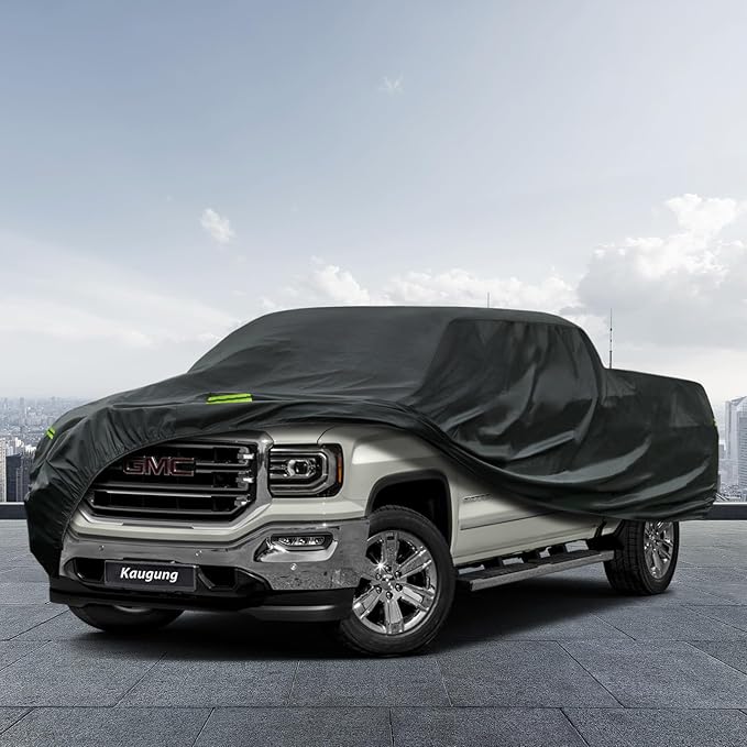Kaugung Truck Cover Waterproof Custom Fit GMC Sierra 1500-3500 Double 6.5' Bed (2014-2025), 7 Layers Heavyweight Pickup Car Cover Outdoor Indoor Sun UV Rain Snow Wind Protection.
