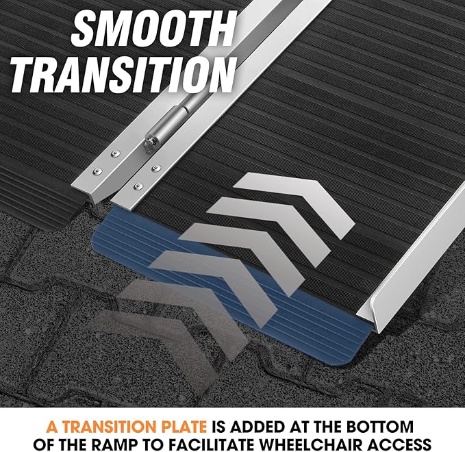 DNA Motoring 6FT Portable Non-Slip Wheelchair ramp, 600lbs Capacity Aluminium Versatile Loading Ramp, Non-Skid Ramps Telescopic Ramps for Home, Steps, Stairs, TOOLS-00615