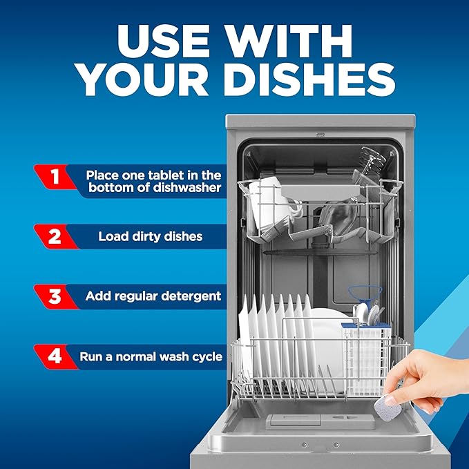 Finish Dishwasher Cleaner Tablets, Deep Cleans Hidden Grease & Grime, Fights Odors, No Extra Wash Cycle, Helps Maintain Dishwasher, 4 Month Supply, 4 Count