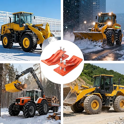 2Pcs Orange Tractor Bucket Edge Protector, Skid Steer Attachments with Upgraded 10mm Steel & Dual Bolt Lock for Snow Removal