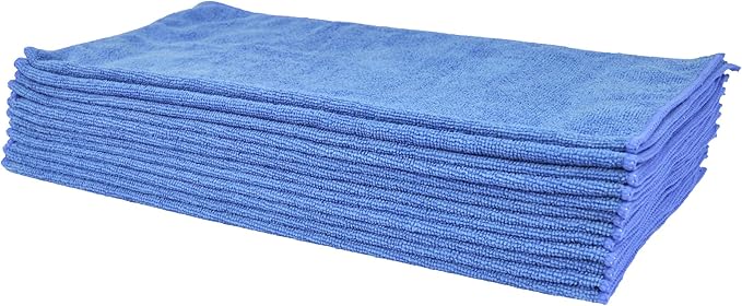 Eurow Utility 240 GSM Terry Weave Microfiber Cleaning Towels for Home, Auto, Boat, RV, Garage, Shop, Streak-Free, Scratch-Free, Reusable, Multi-Surface, Ultra Absorbent, 16x16 Inch, 12-Pack, Blue