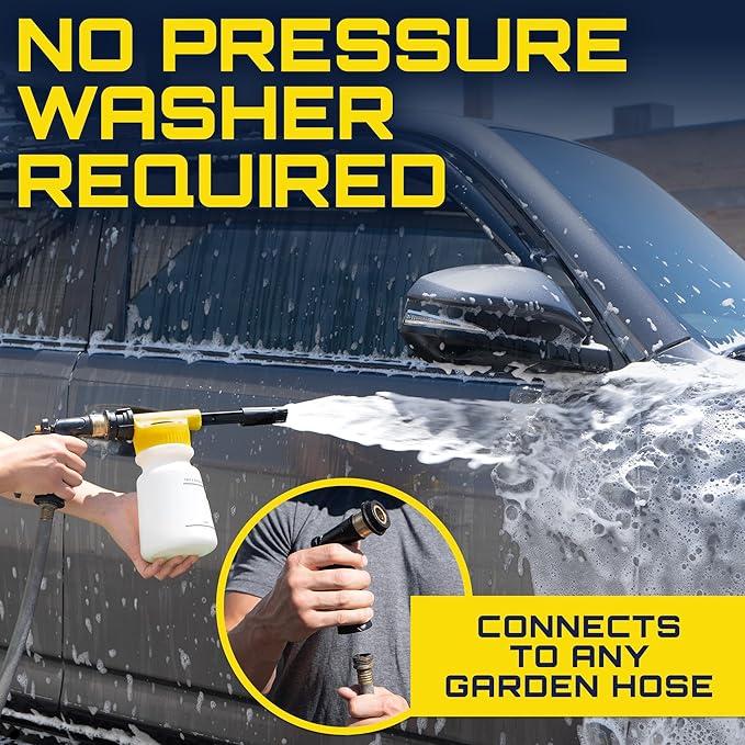 Foam King™ Car Wash Foam Gun & Microfiber Mitt, Garden Hose Attachment for Scratch-Free Cleaning, Snow Foam Cannon Soap Sprayer, Auto Detailing Kit for Cars, Trucks & More