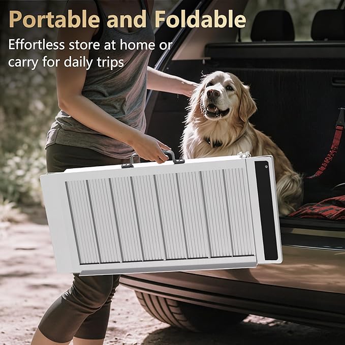 2FT Portable Wheelchair Ramp, Aluminum Wheelchair Ramps with Handle, Anti-Slip Folding Wheel Chair Ramp for Home Steps, Stairs, Entry, Threshold, Doorways, Scooter, 600LBS Capacity