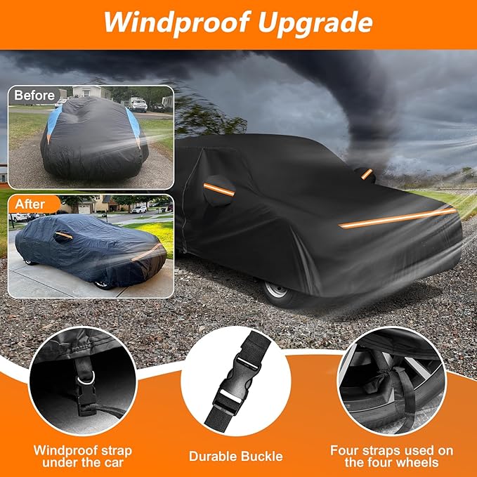 Car Cover for Volkswagen Golf MK2 1983-1992, 420D Oxford Cloth and Cotton Car Cover Waterproof All Weather with Zipper Windproof Heavy Duty All Weather with Wind, Sun, UV and Dust Protection
