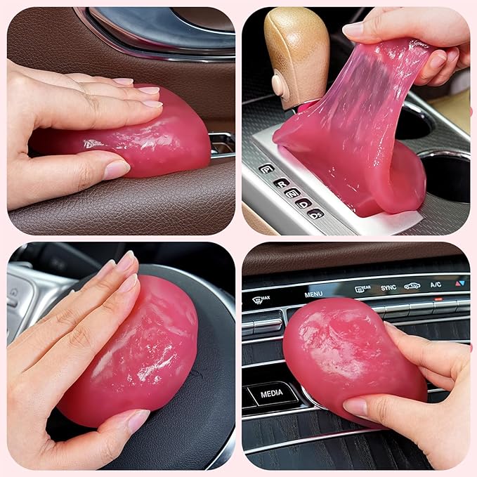Car Cleaning Gel Car Cleaning Putty Car Putty Car Interior Cleaner Car Slime Car Detailing Kit Car Accessories Easter Gifts for Teen Men Women Stocking Stuffers Pink