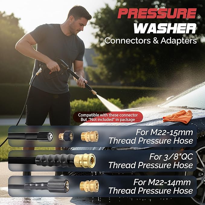 SPIRIX Stubby Pressure Washer Gun - 4000 PSI Short Power Washer Gun with 360° Swivel, 3/8" Quick Connect, Heavy Duty Spray Handle for Foam Cannon Car Wash Detailing