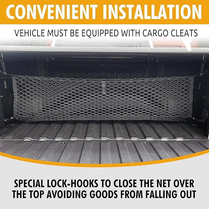 Envelope Style Trunk Mesh Cargo Net for Chevy Silverado Accessories WT LS LT LTZ 2013-2025, 2026 - Premium Trunk Organizers and Storage - Cargo Net for Pickup - Truck Bed Net for Chevy Silverado