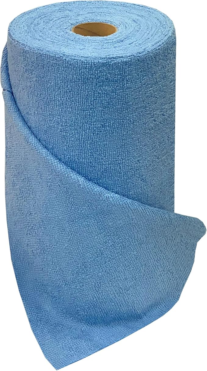 Eurow Microfiber Tear-A-Towel Cloth Roll, Reusable Paper Towel Alternative, Washable Up to 50 Times, Lint-Free, Streak-Free, for Kitchen, Auto, Home, Garage, Cleaning & Drying, 11"x12", 75-Pack, Blue