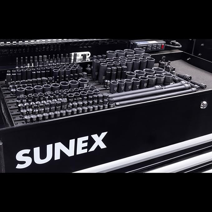 SUNEX 10181 3/8" & 1/2" Drive SAE & Metric 6 Point Standard & Deep with Star (E and Tamperproof), Triple Square, & Hex Bit, 181-Piece