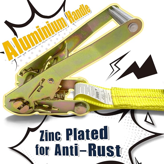 4 Pack 2" x27' Ratchet Strap Tie Down 10000lbs J Hook,Heavy Duty Tie-Down Ratcheting Cargo Truck Straps Wire Hook Ends, J-Hook Ratchet Strap TieDowns KJE