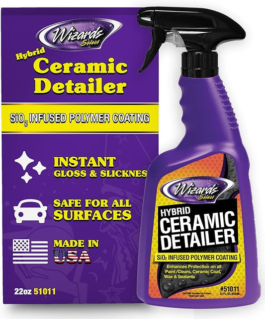 Wizards Select Hybrid Quick Ceramic Detailer Spray - 22 fl oz - SiO2 Infused Polymer Coating & Ceramic Spray Wax to Protect Paint, Ceramic Coat, Wax & Sealants