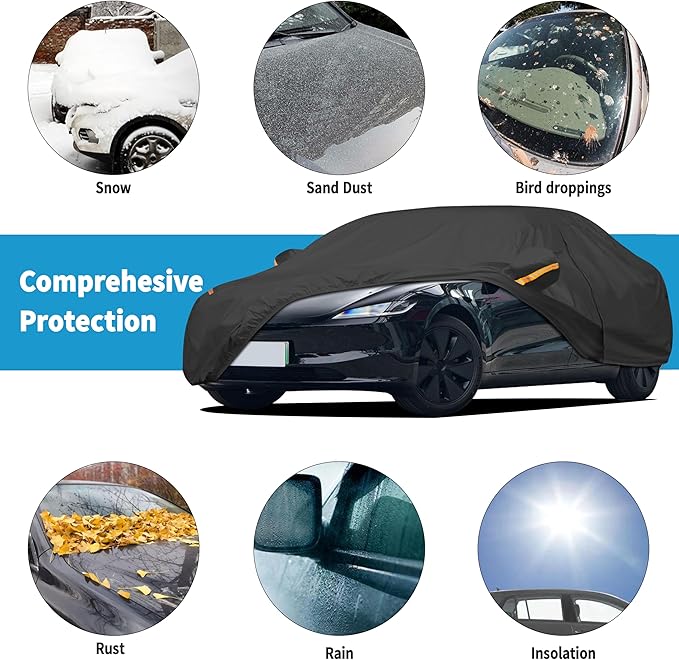 Car Cover Waterproof All Weather for Automobiles UV Protection Windproof Scratch Resistant Outdoor Universal Full Car Covers Custom Fit for Tesla Model Y Car Cover 2020-2023