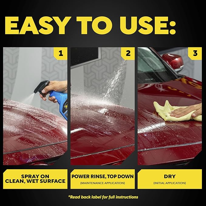 Meguiar's Hybrid Ceramic Wax Spray, 6 Pack (6 x 26 oz Bottles = 156 oz Total), SiO2 Hybrid Ceramic Car Wax for Exterior Paint, Spray On Rinse Off Protection with Extreme Water Beading