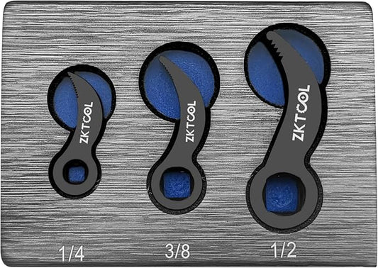 ZKTOOL 3PC Pry Bar Wrench Adaptor Head Kit,Crowbar Adapter Head Tools, The Square Outline Does Not Slip Easily, Includes 1/2" 3/8" 1/4" D 4pt (Square) Profile